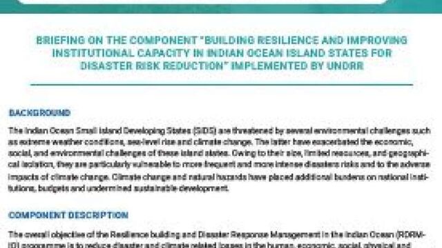 Brief: Resilience Building and Disaster Response Management in the Indian Ocean
